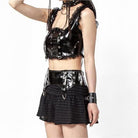 RNG Women's Punk Splice Lacing-up Faux Leather Vest