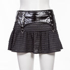 RNG Women's Punk Splice Striped Faux Leather Short Skirt