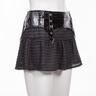 RNG Women's Punk Splice Striped Faux Leather Short Skirt