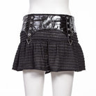 RNG Women's Punk Splice Striped Faux Leather Short Skirt