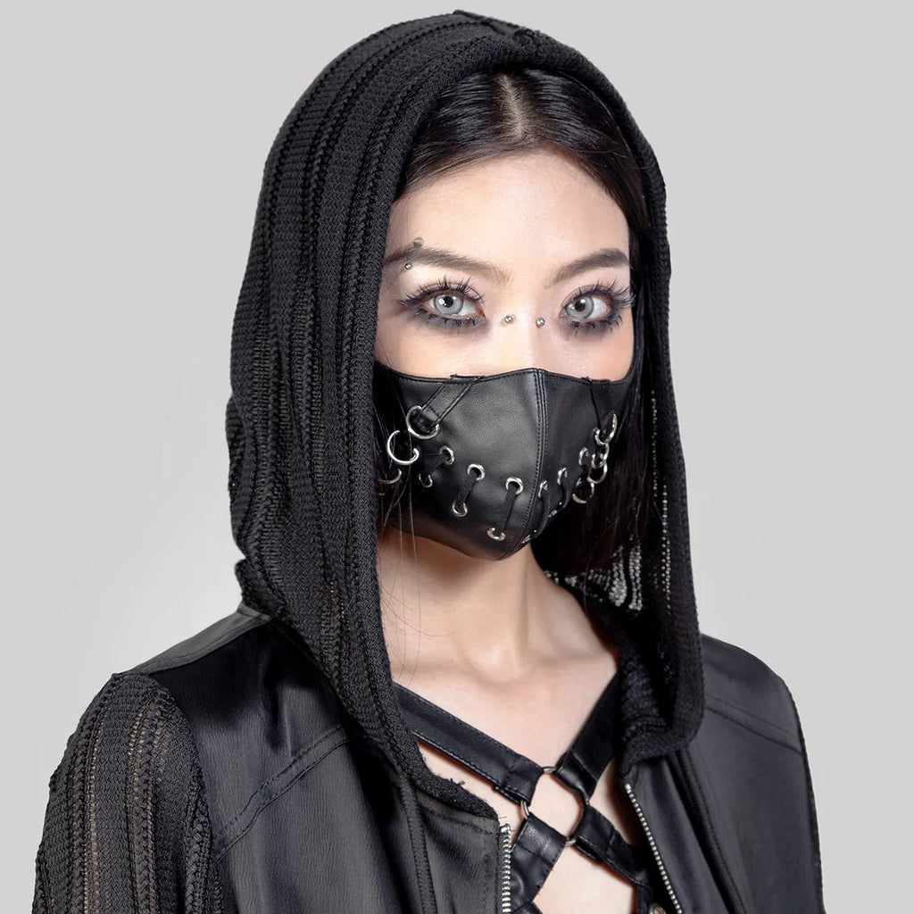 RNG Women's Punk Stitching Faux Leather Mask