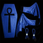 Vukora Women's Gothic Cross Bat Wing Coffin Bag Blue