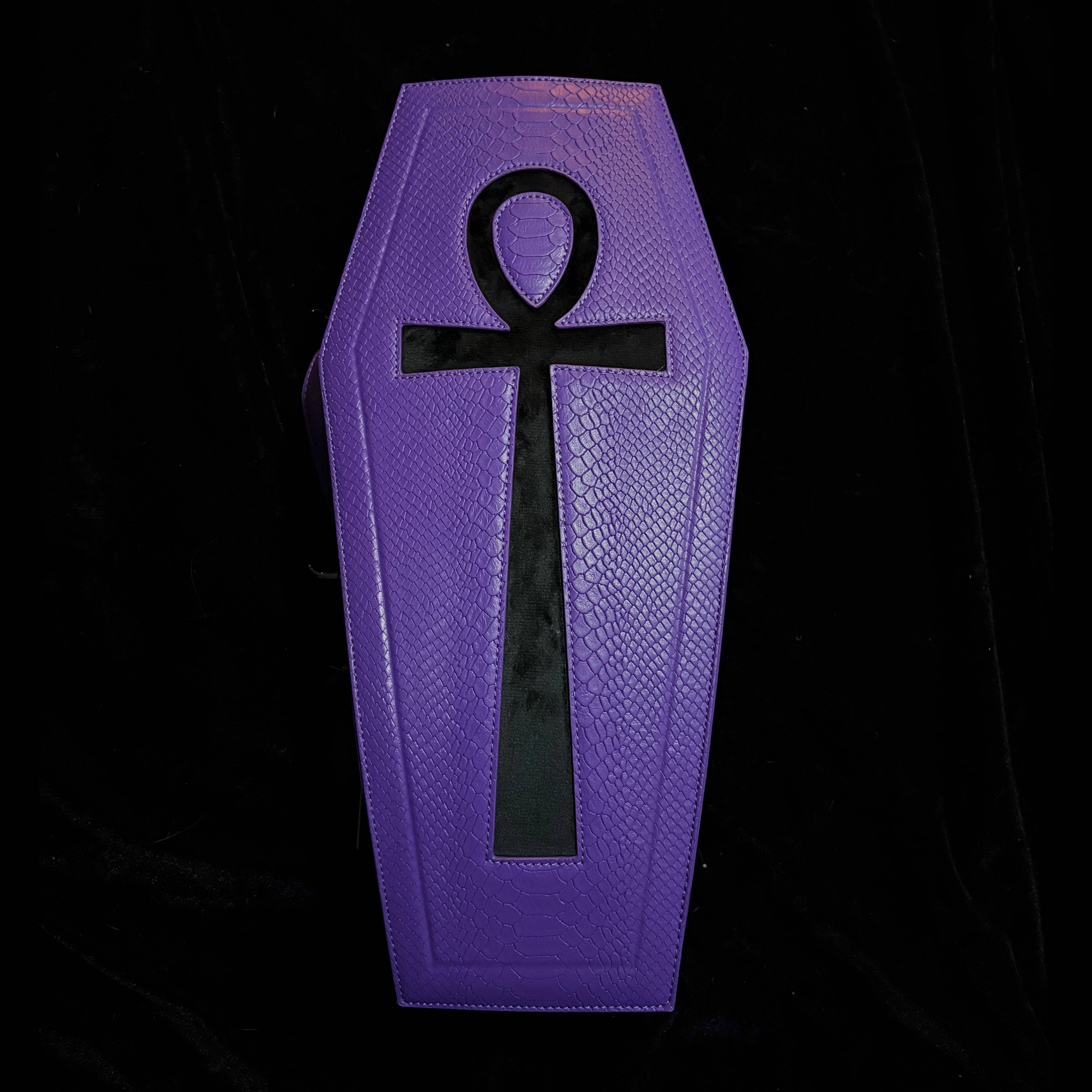 Vukora Women's Gothic Cross Bat Wing Coffin Bag Purple
