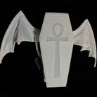 Vukora Women's Gothic Cross Bat Wing Coffin Bag White