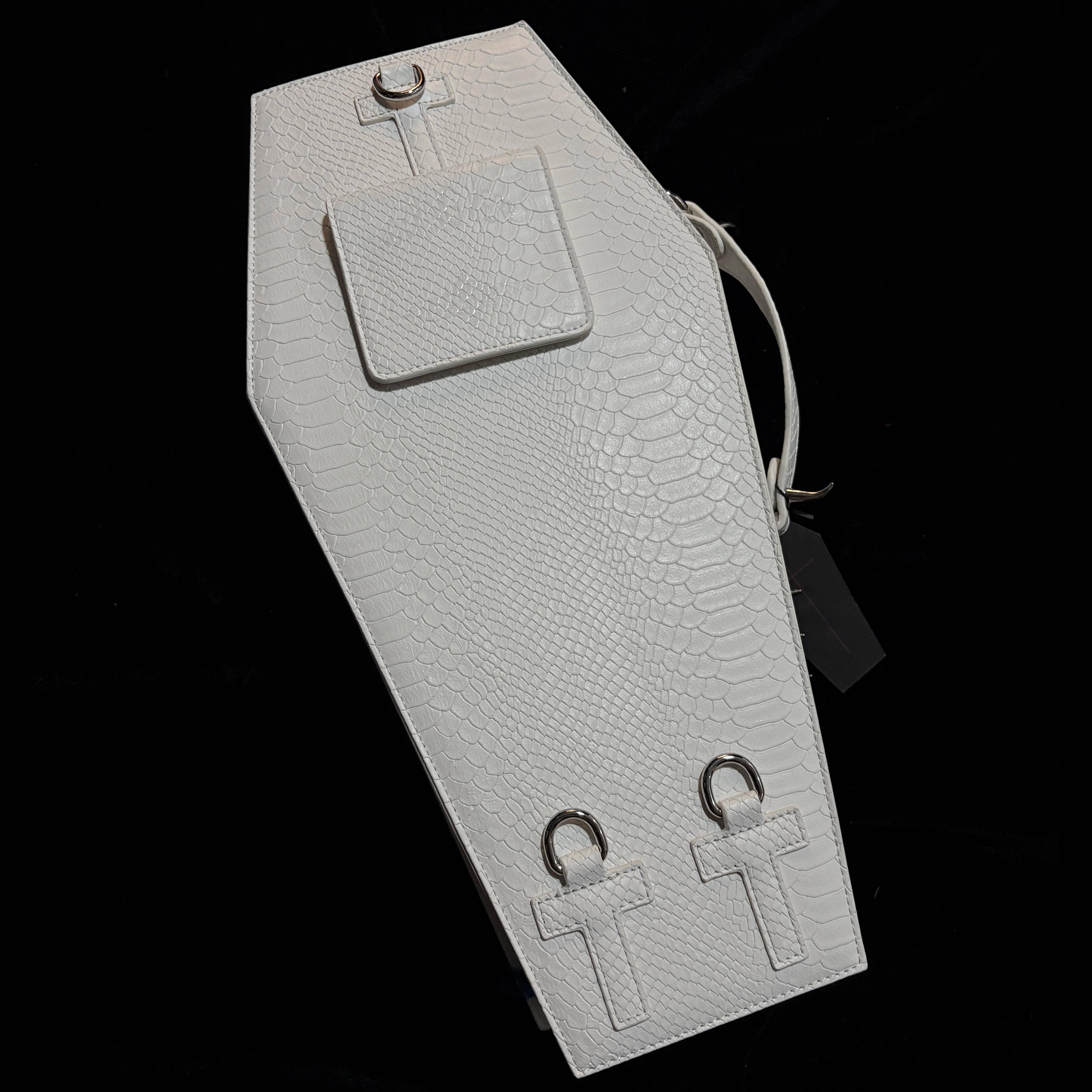 Vukora Women's Gothic Cross Bat Wing Coffin Bag White