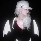 Vukora Women's Gothic Cross Bat Wing Coffin Bag White