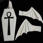 Vukora Women's Gothic Cross Bat Wing Coffin Bag White-Black