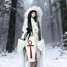 Vukora Women's Gothic Cross Bat Wing Coffin Bag White-Red