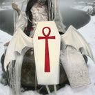 Vukora Women's Gothic Cross Bat Wing Coffin Bag White-Red