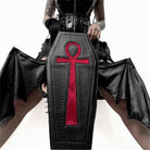 Vukora Women's Gothic Cross Bat Wing Coffin Faux Leather Bag Black
