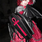 Vukora Women's Gothic Cross Bat Wing Coffin Faux Leather Bag Black