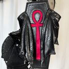 Vukora Women's Gothic Cross Bat Wing Coffin Faux Leather Bag Black