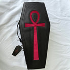 Vukora Women's Gothic Cross Bat Wing Coffin Faux Leather Bag Black