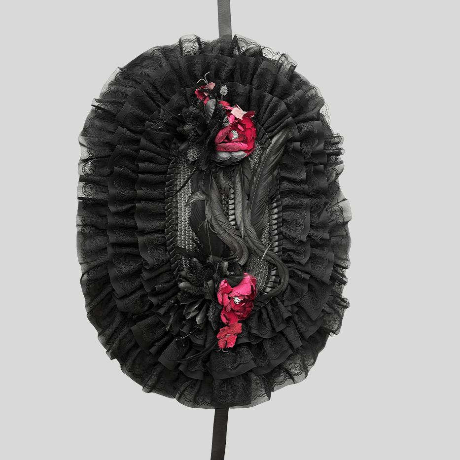 Vukora Women's Gothic Lolita Layered Floral Feather Bonnet
