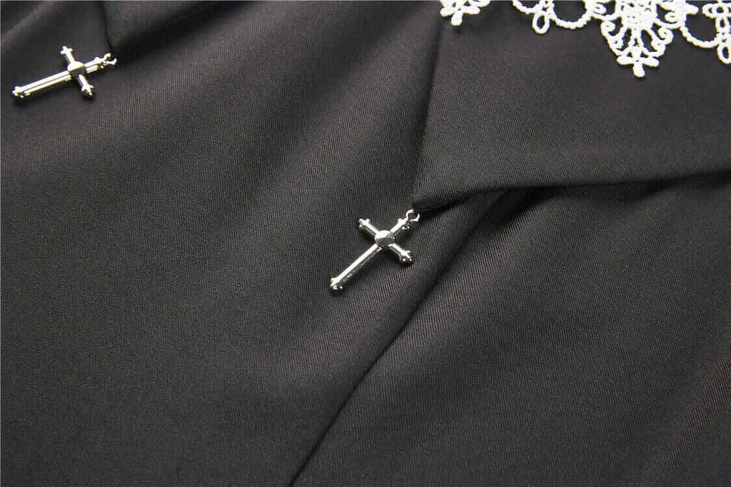 Darkinlove Women's A-line Pilgrim Collar Goth Dress