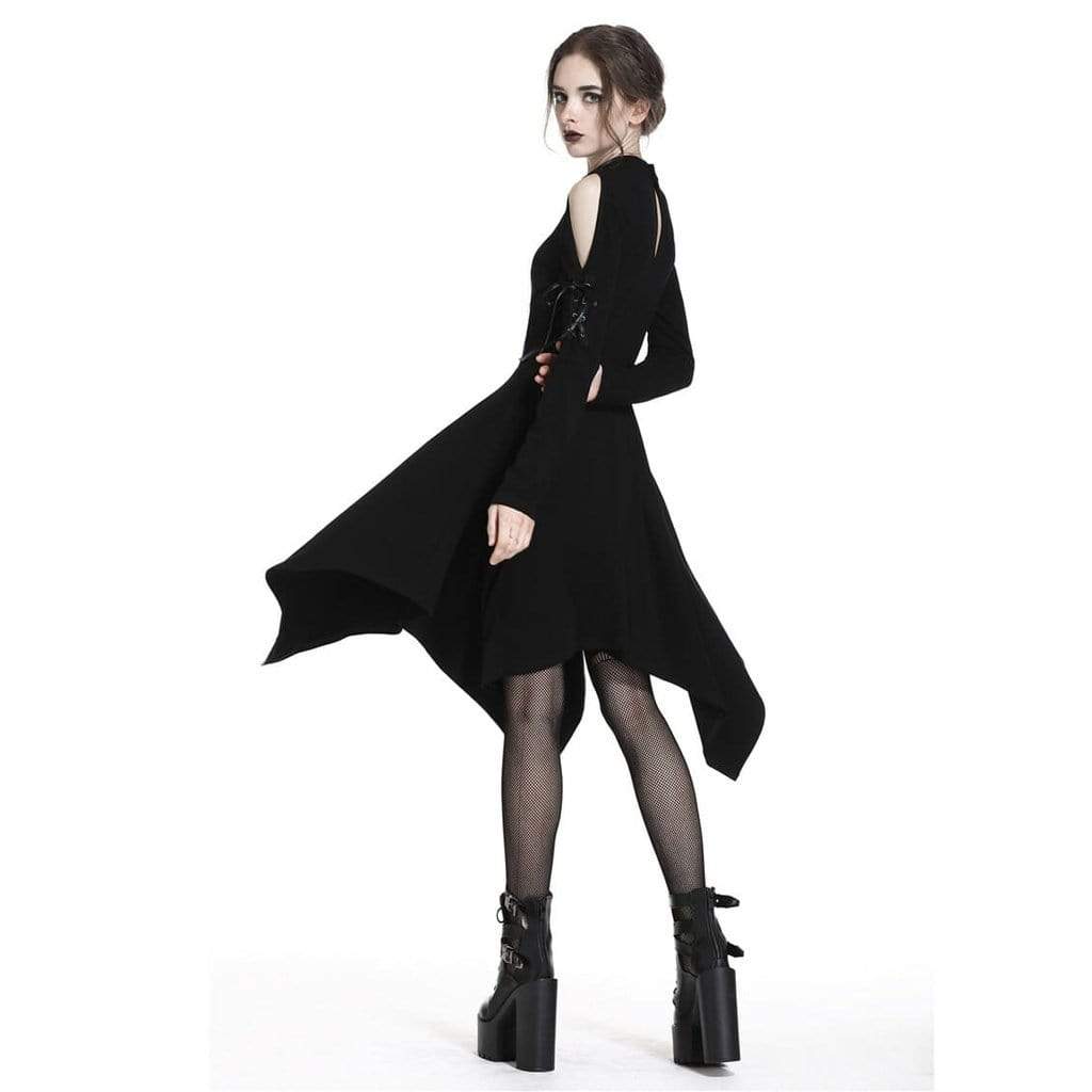 Darkinlove Women's Asymmetric Peekaboo Goth Dress
