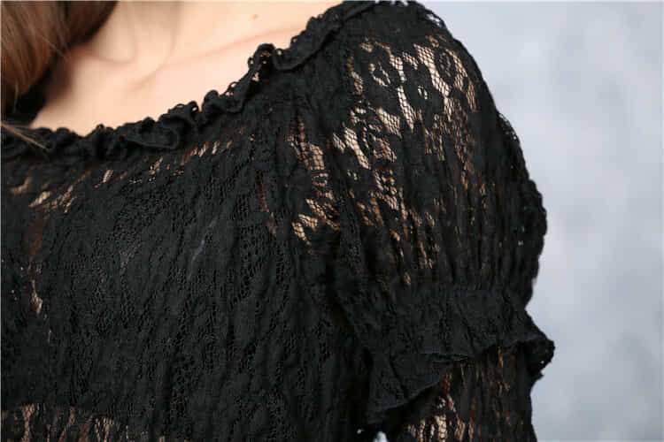 Darkinlove Women's Black Heavy Lace Goth Top