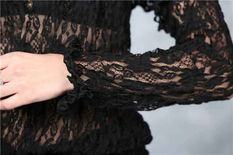 Darkinlove Women's Black Heavy Lace Goth Top