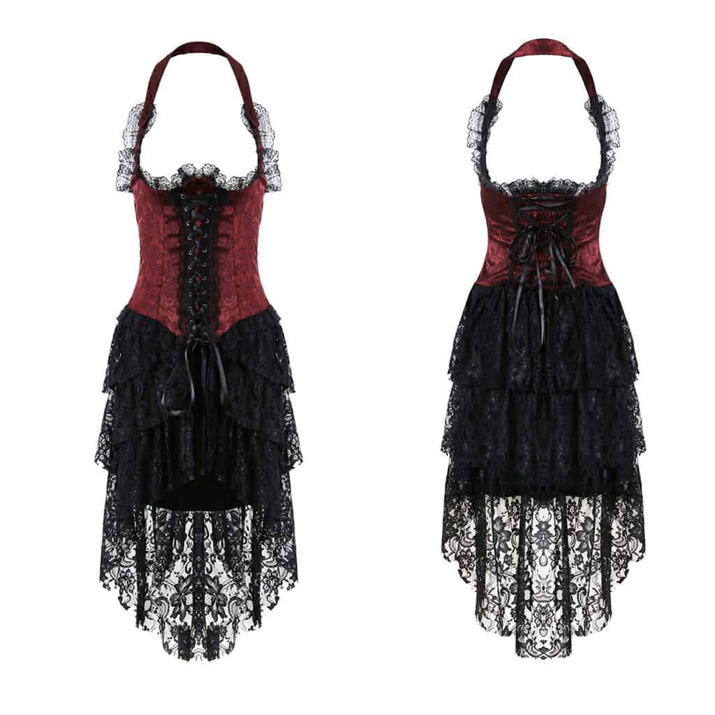 Women's Black Lace Basque Goth Dress