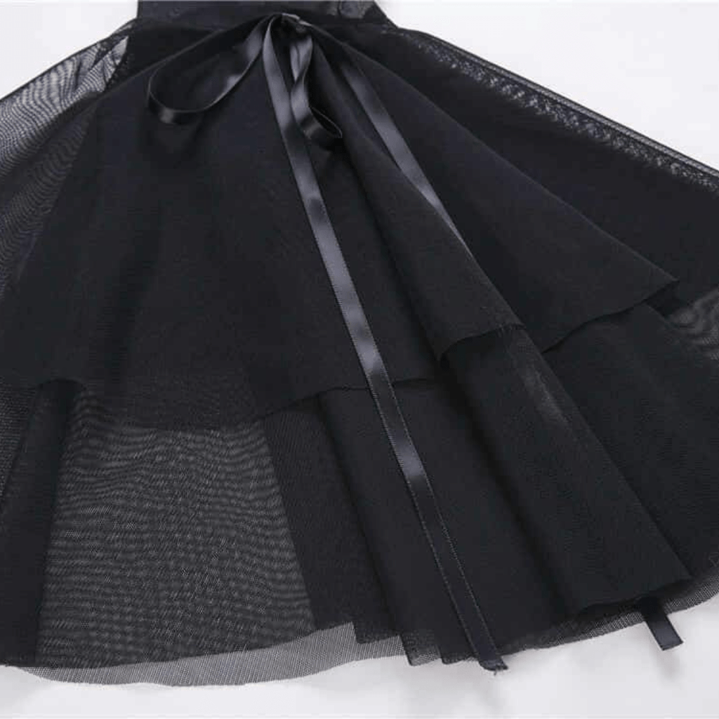 Darkinlove Women's Chinese Collar Mesh Sleeves Black Dress