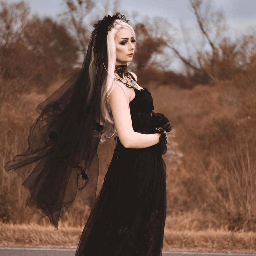 Women's Cross Embellished Goth Veil – Punk Design
