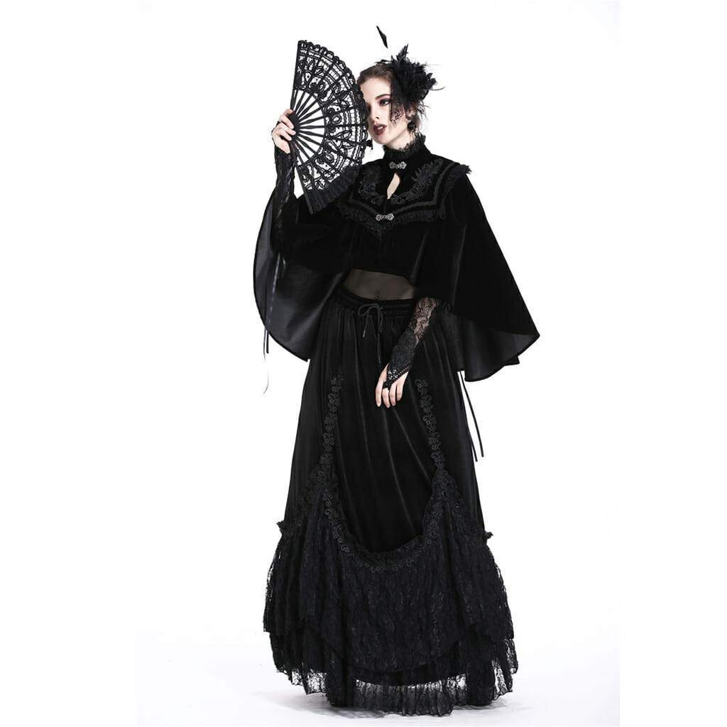 Women's Delicate Goth Style Black Lace Fan