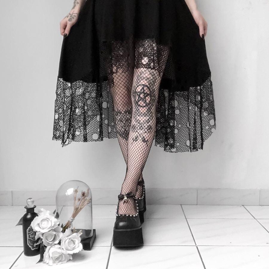 Darkinlove Women's Goth Halterneck High-low Little Black Dress