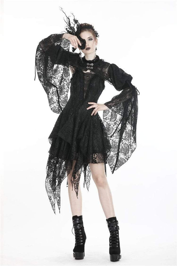 Darkinlove Women's Goth Lace Cape With Flare Sleeves