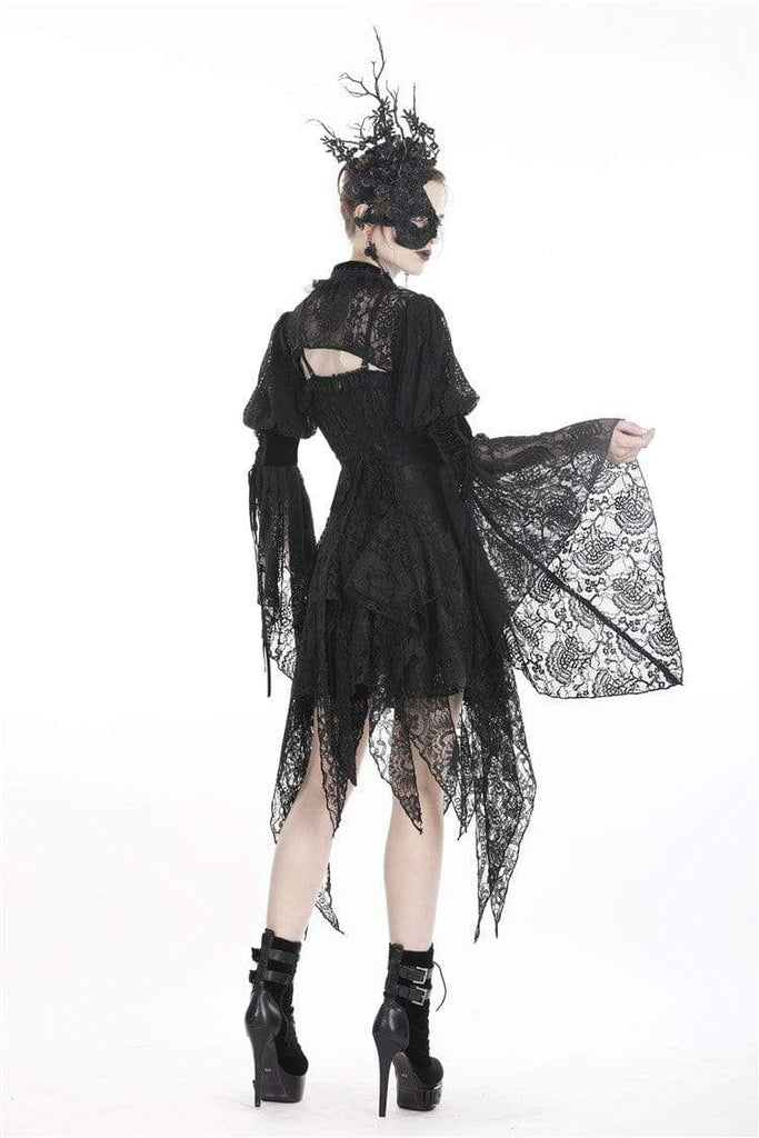 Darkinlove Women's Goth Lace Cape With Flare Sleeves
