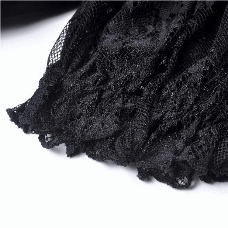 Darkinlove Women's Goth Lolita Lacing Black Little Dress With Puff  Sleeves