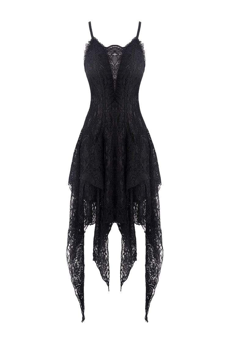 Women's Goth Lolita Multilayered Lace Irrgular Slip Dress – Punk Design