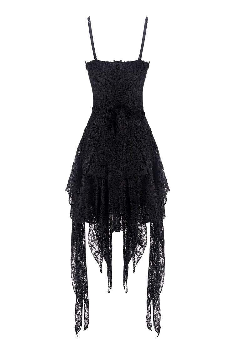 Women's Goth Lolita Multilayered Lace Irrgular Slip Dress – Punk Design