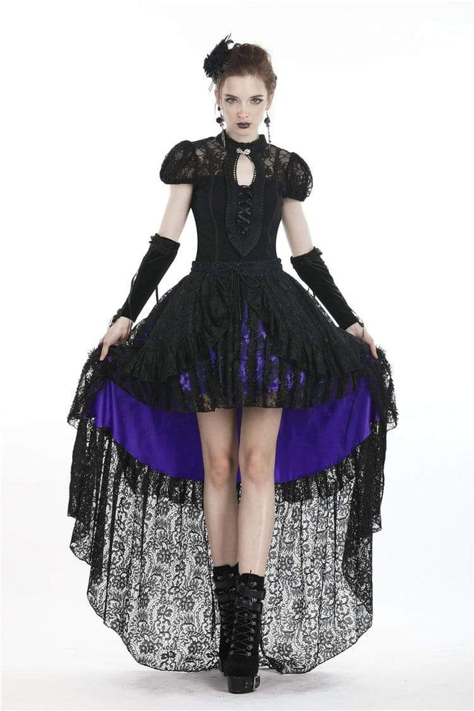 Darkinlove Women's Goth Multilayered Lace Cocktail Skirt
