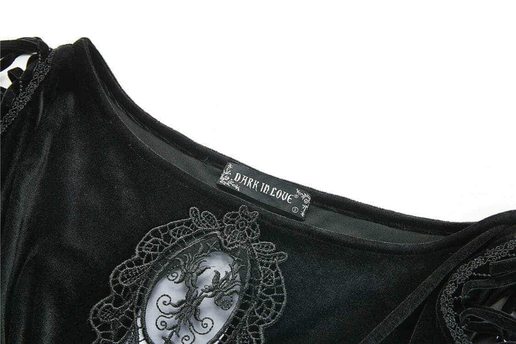 Darkinlove Women's Goth Short Dress With Net Inset
