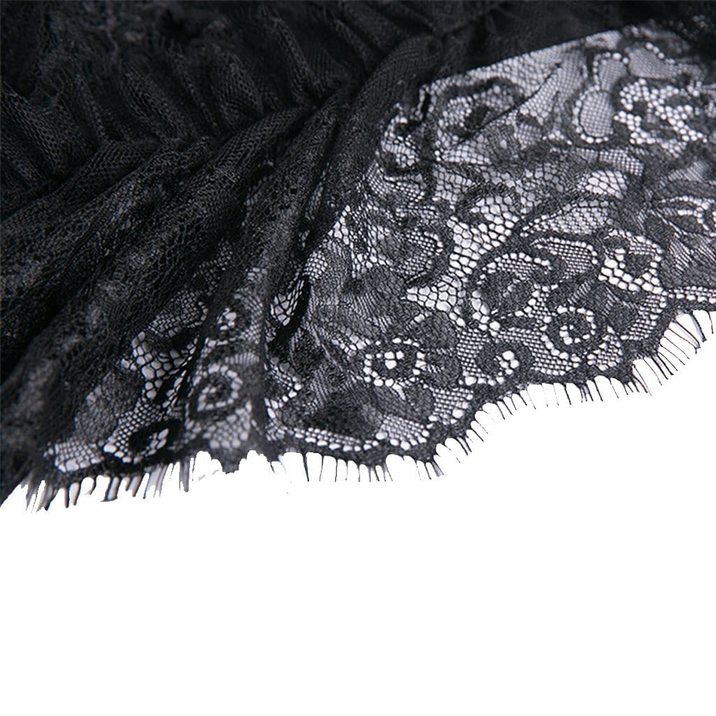 Darkinlove Women's Goth Vintage Lace Sheer High-low Cape