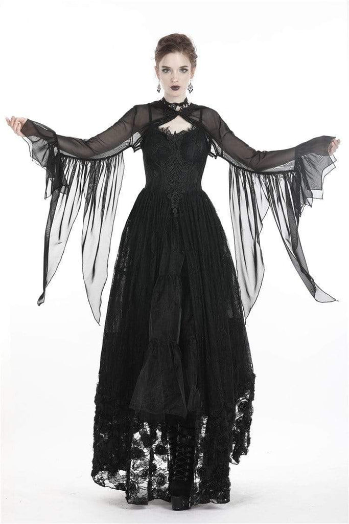 Darkinlove Women's Goth Witch Mesh Hooded Cape