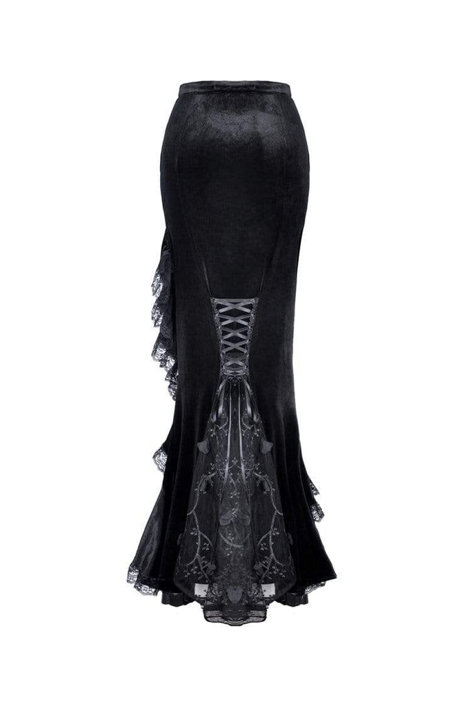 Darkinlove Women's Gothic Black Velvet Long Fishtail Pencil Skirts