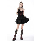 Darkinlove Women's Gothic Bowknot Multilayer Slip Dress
