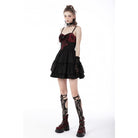 Darkinlove Women's Gothic Bowknot Multilayer Slip Dress