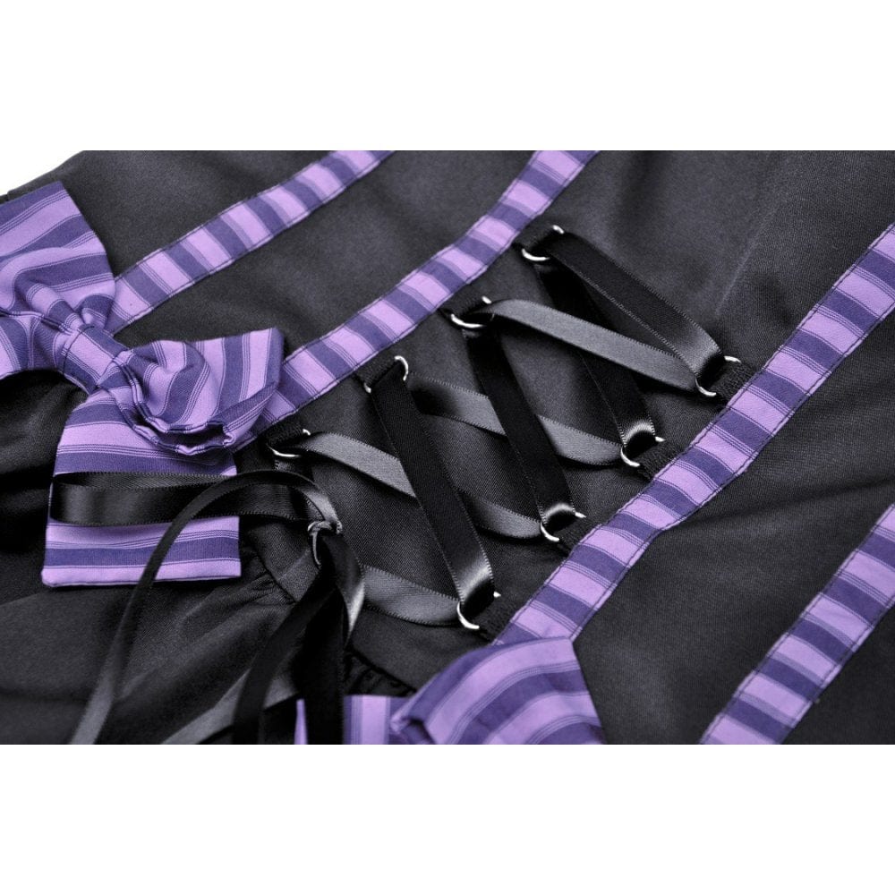 Darkinlove Women's Gothic Bowknot Ruffled Layered Suspender Dress