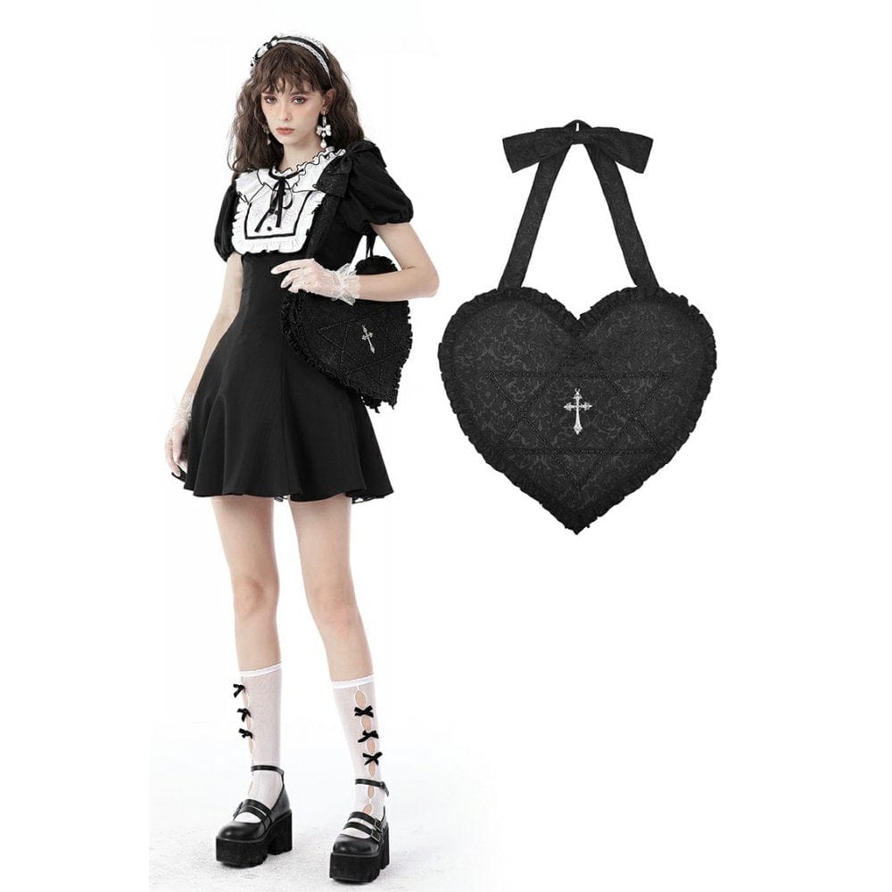 Darkinlove Women's Gothic Cross Love Heart Shoulder Bag