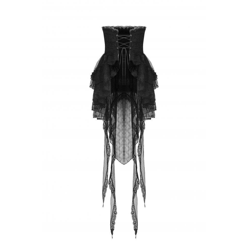 Darkinlove Women's Gothic Fishtail Multilayer Lace Tube Skirt