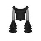 Darkinlove Women's Gothic Flared Layered Sleeved Mesh Shirt