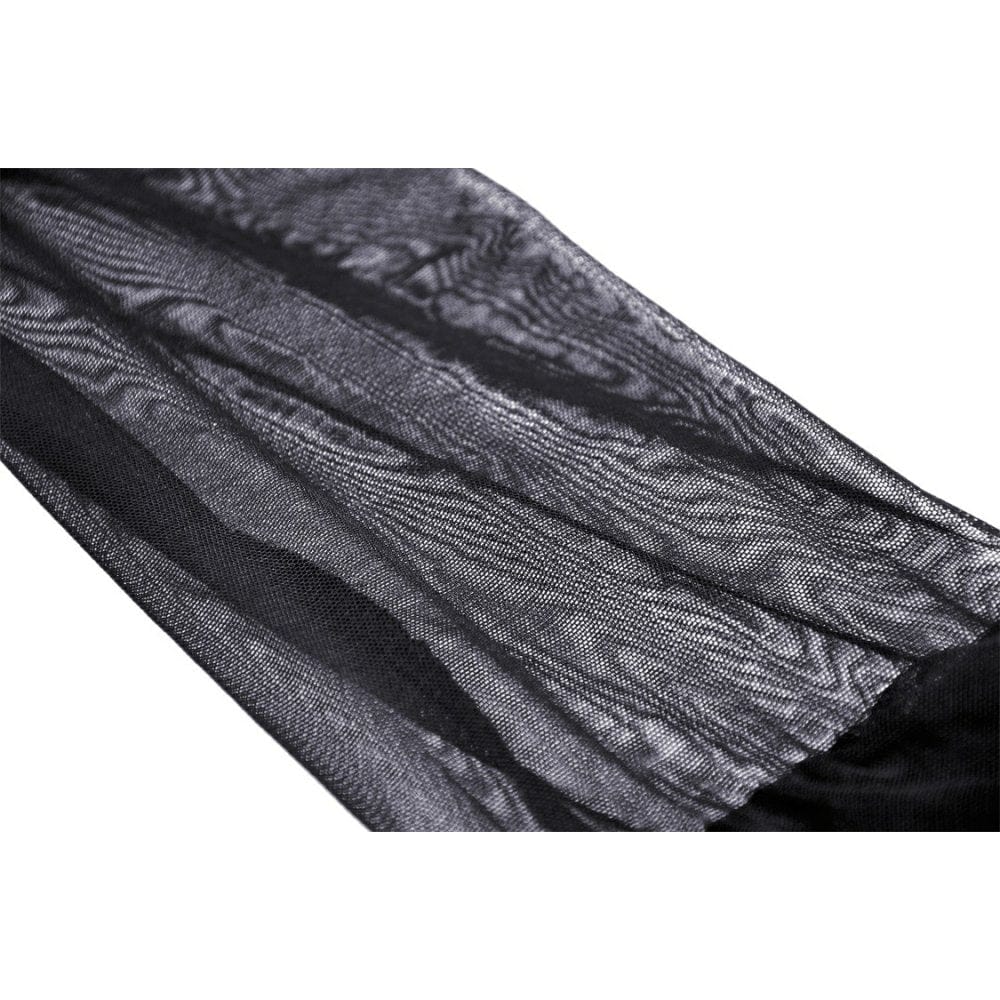 Darkinlove Women's Gothic Flared Layered Sleeved Mesh Shirt