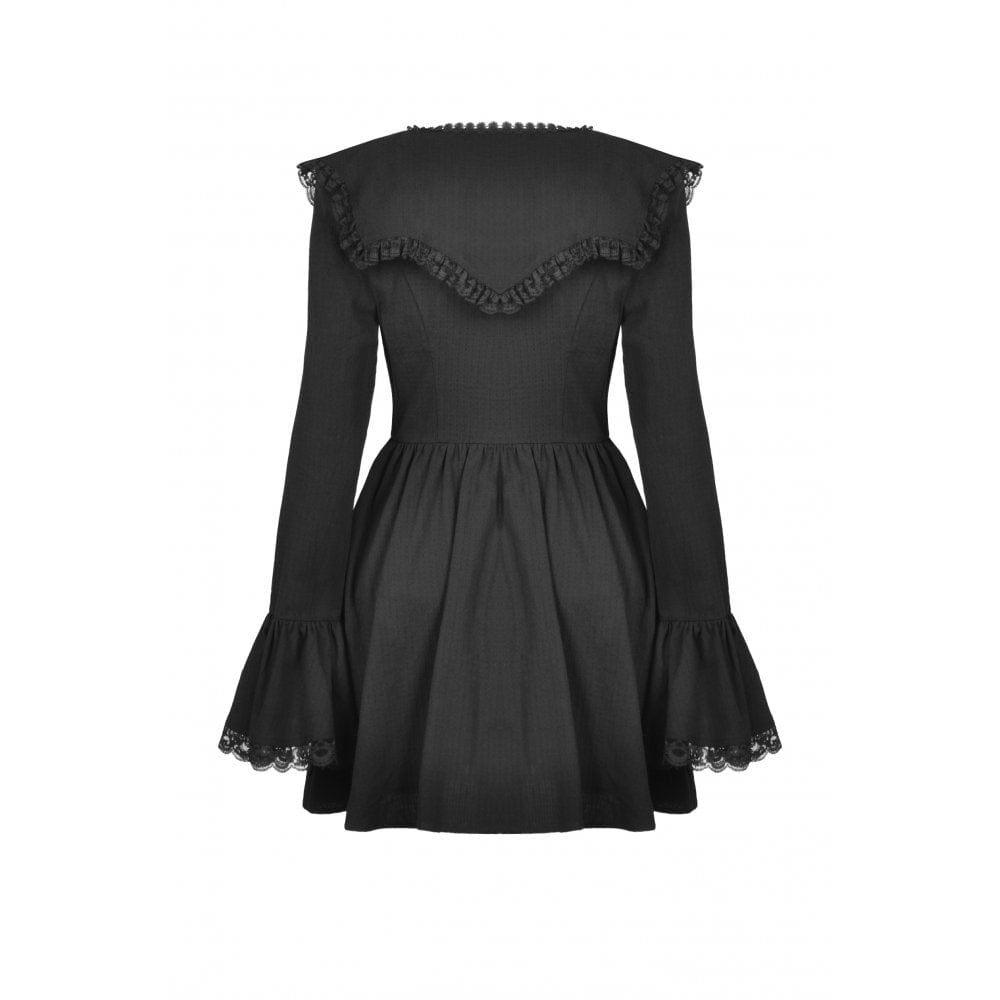 Darkinlove Women's Gothic Flared Sleeved Lace Splice Dress