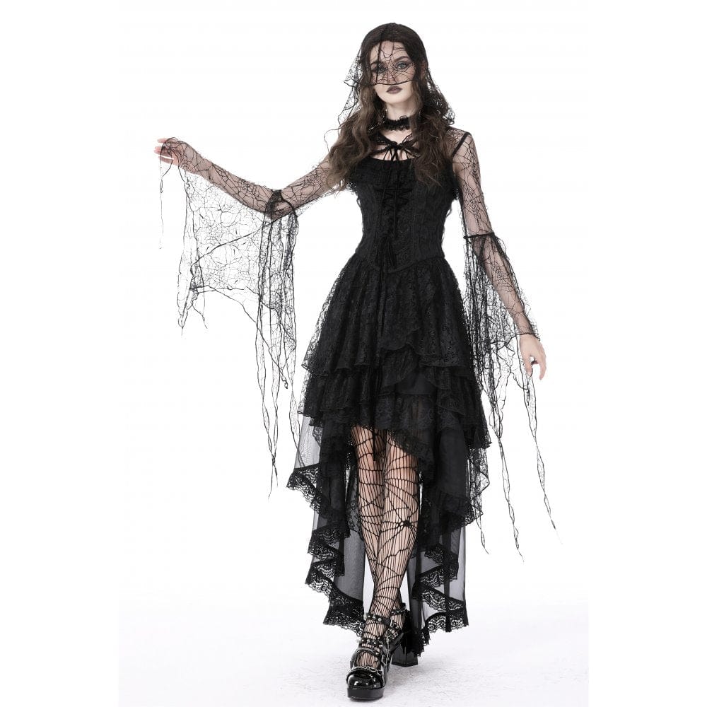 Darkinlove Women's Gothic Flared Sleeved Sheer Cape with Hood