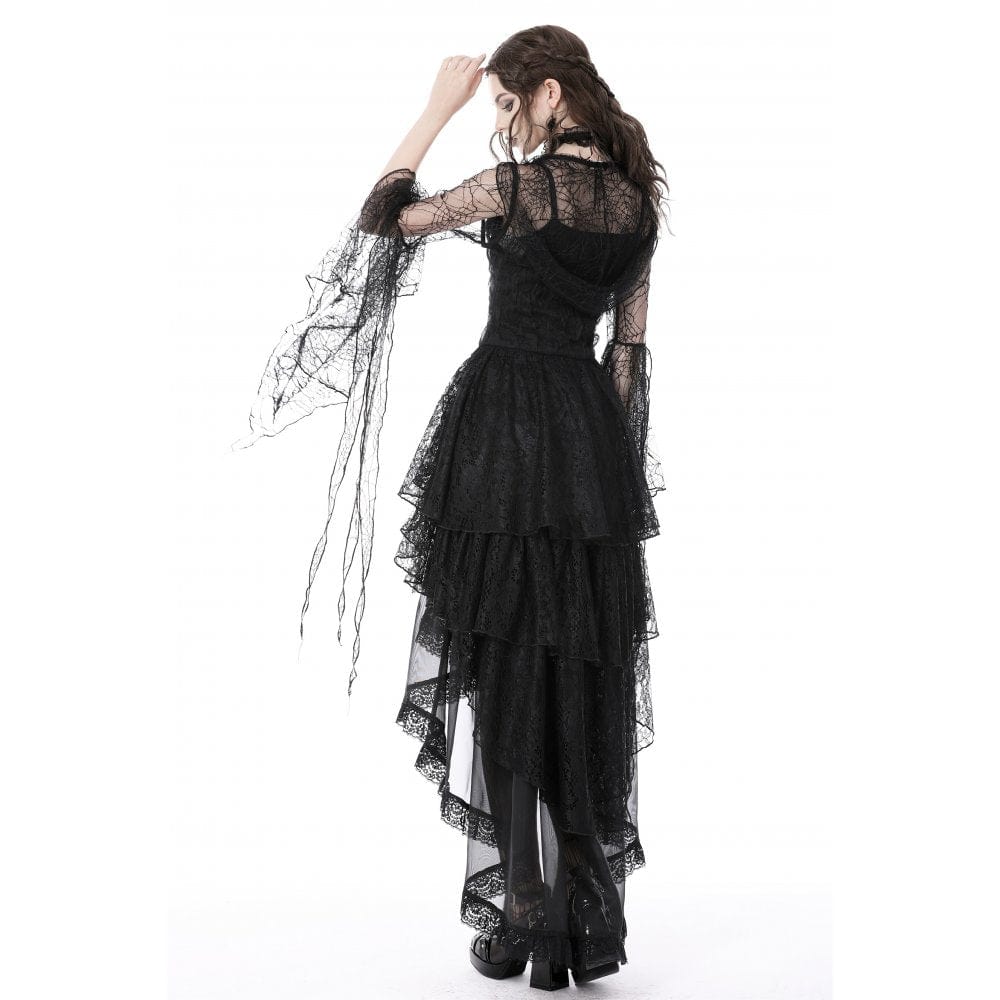 Darkinlove Women's Gothic Flared Sleeved Sheer Cape with Hood