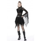 Darkinlove Women's Gothic Flared Sleeved Spider Web Sheer Shirt