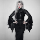 Darkinlove Women's Gothic Flared Sleeved Spider Web Sheer Shirt