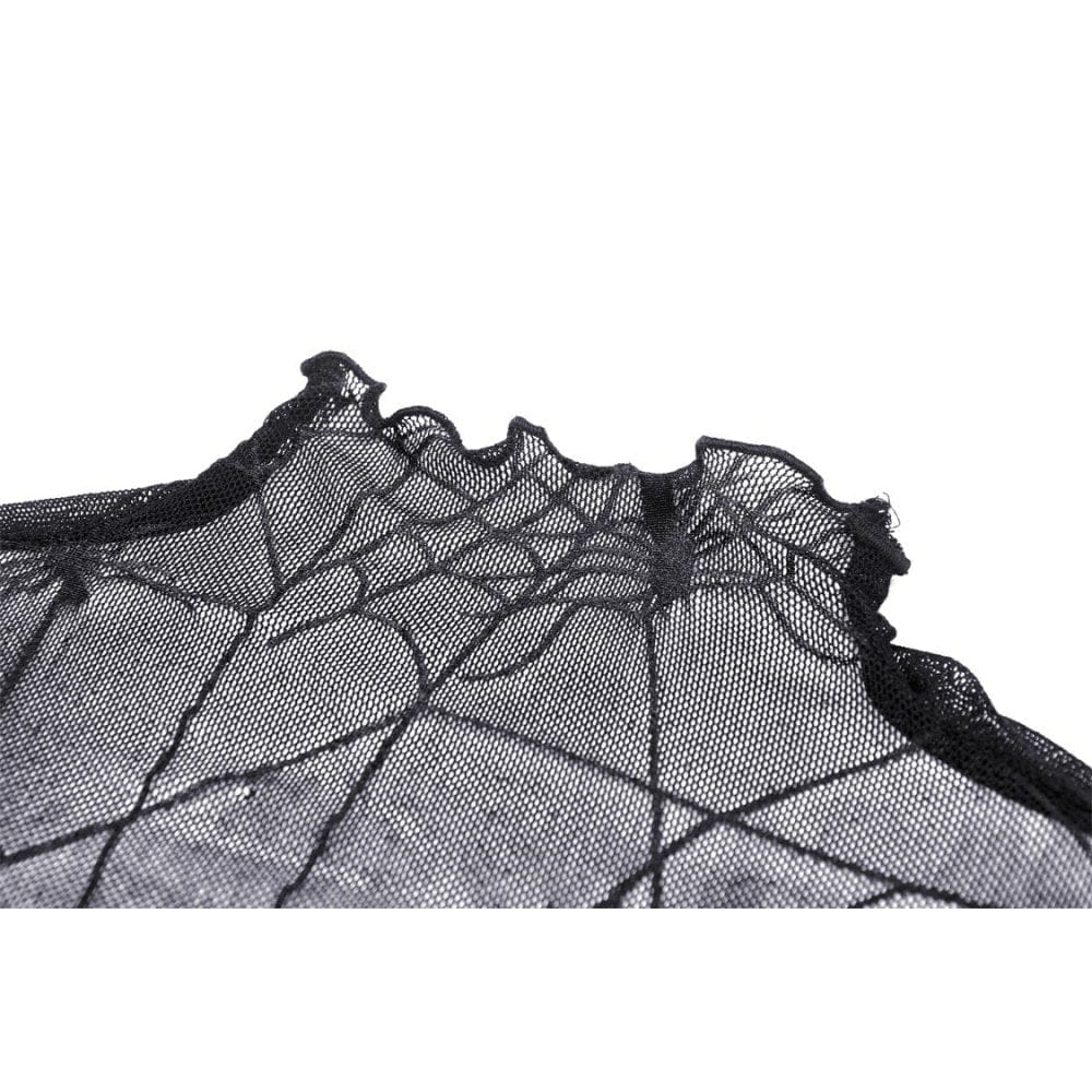 Darkinlove Women's Gothic Flared Sleeved Spider Web Sheer Shirt